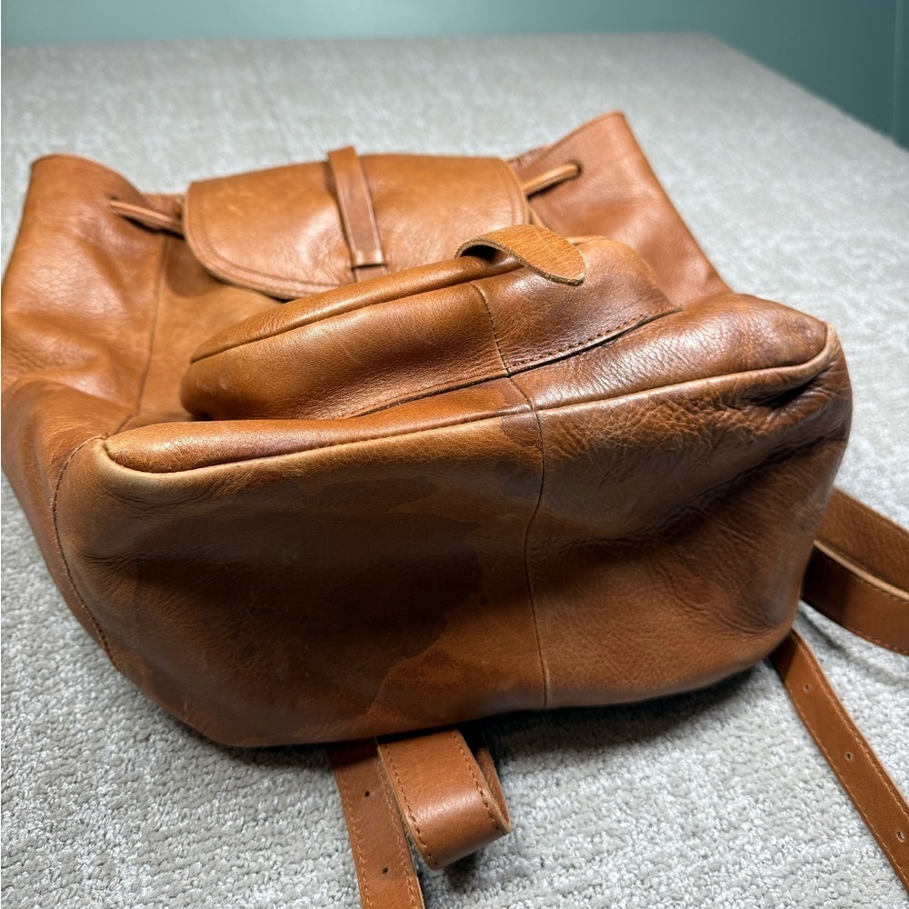 Madewell The Transporter Run Sack Brown Leather Backpack Bag Read Below - Picture 3 of 11